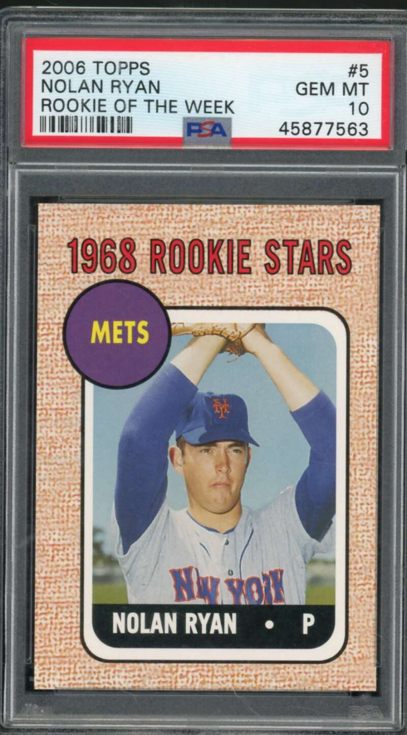 Nolan Ryan Rookie Card 2006 Topps Rookie Of The Week #5 PSA 10 Image 1