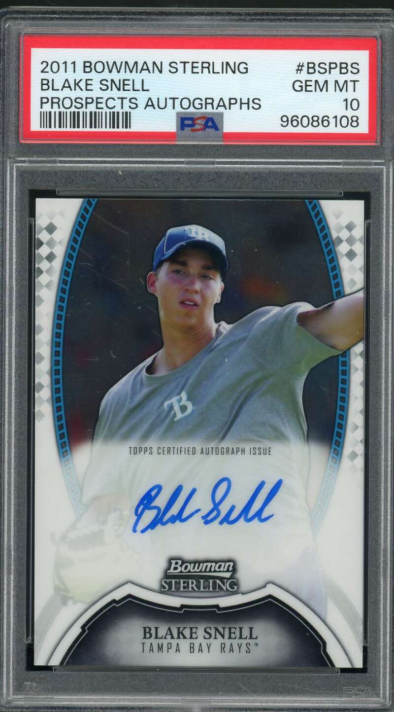 Blake Snell Rookie Card 2011 Bowman Sterling Prospects Autographs #BSPBS PSA 10 Image 1