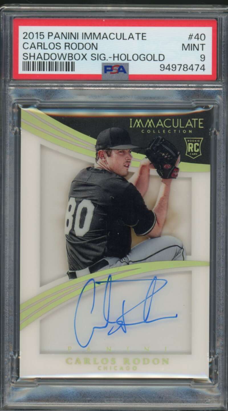 Carlos Rodon Rookie Card 2015 Immaculate Shadowbox Sig Holohold (9/15) #40 PSA 9 Image 1