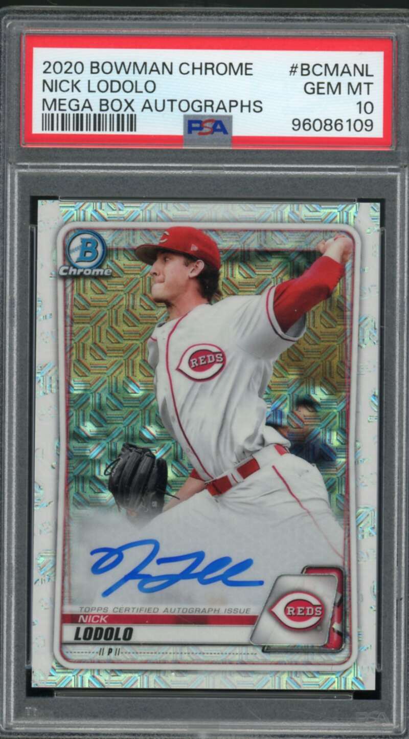 Nick Lodolo Rookie Card 2020 Bowman Chrome Mega Box Autographs #Bcmanl PSA 10 Image 1