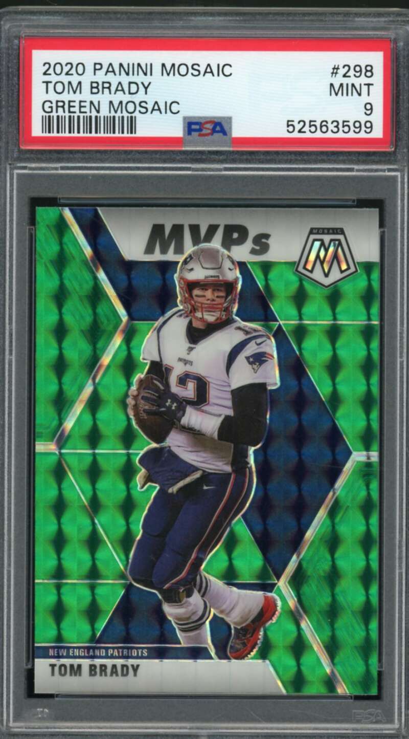 Tom Brady Card 2020 Panini Mosaic Green Mosaic #298 PSA 9 Image 1