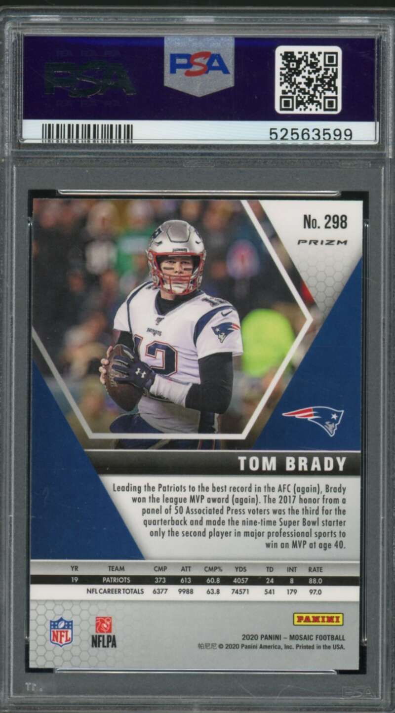 Tom Brady Card 2020 Panini Mosaic Green Mosaic #298 PSA 9 Image 2