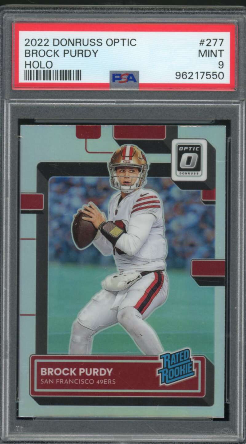 Brock Purdy Rookie Card 2022 Donruss Optic Holo #277 PSA 9 Image 1