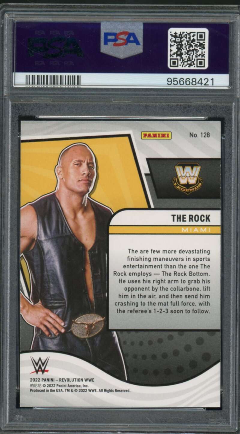 The Rock Card 2022-23 Revolution WWE (pop 5) #128 PSA 10 Image 2