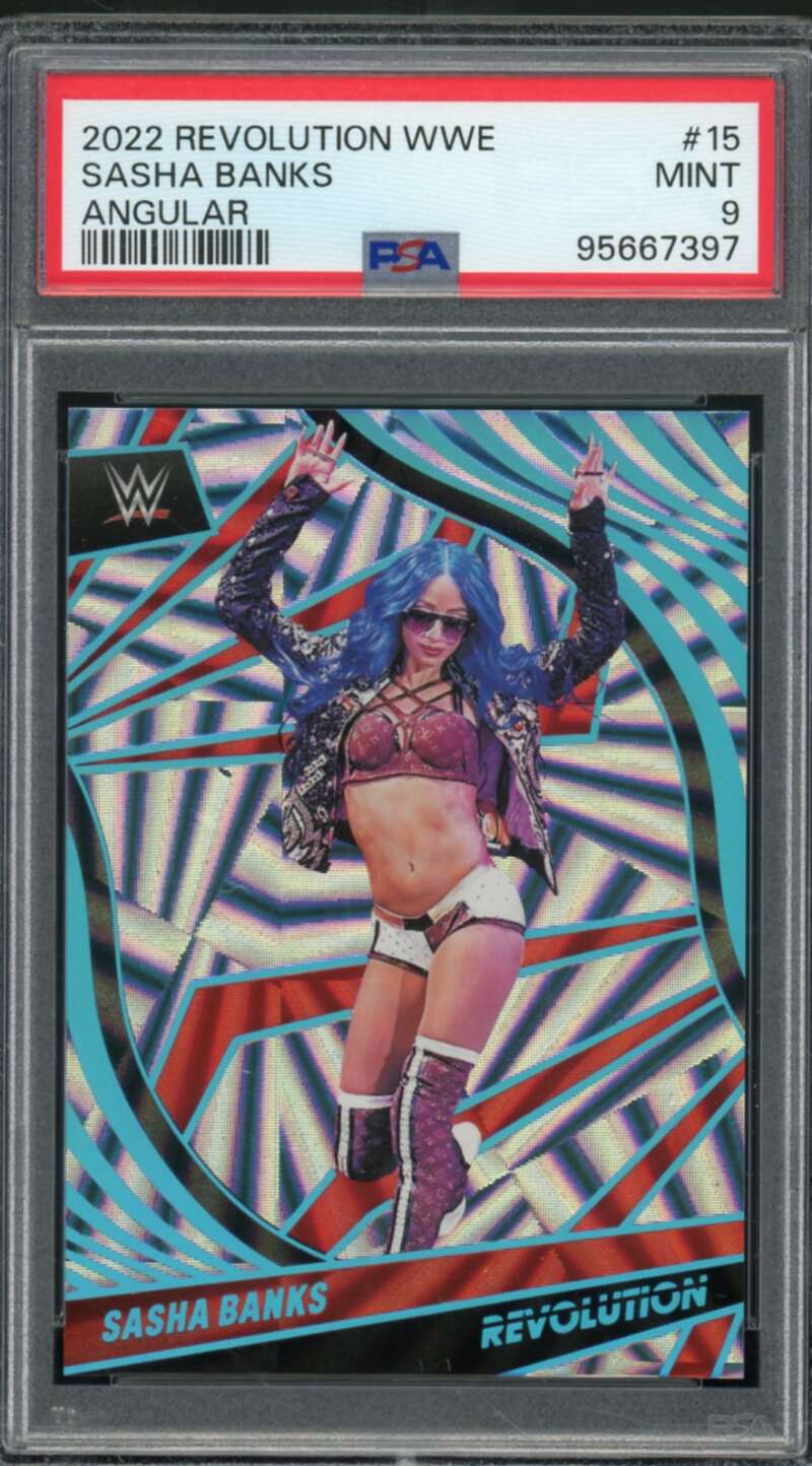 Sasha Banks Card 2022 Revolution WWE Angular (pop 2) #15 PSA 9 Image 1