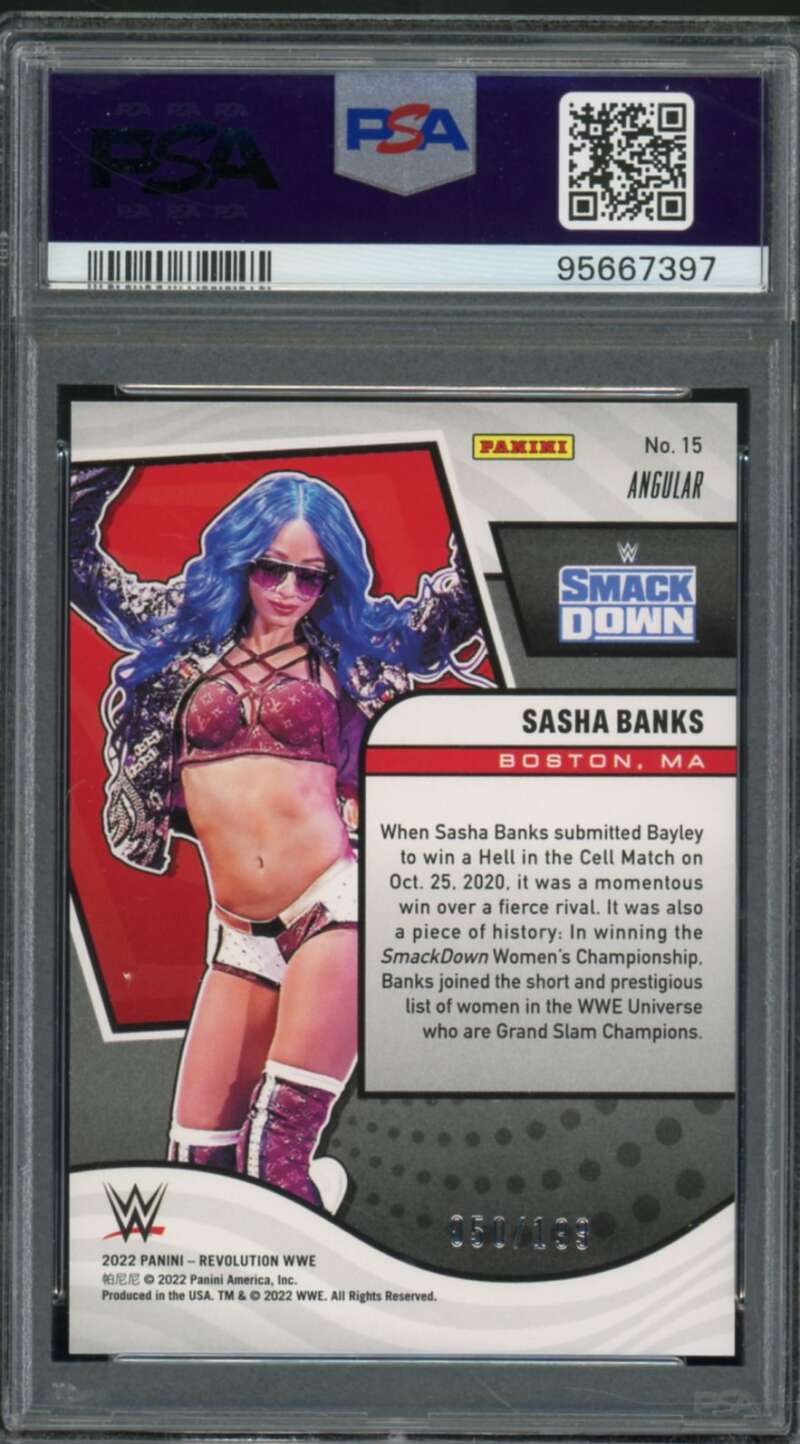 Sasha Banks Card 2022 Revolution WWE Angular (pop 2) #15 PSA 9 Image 2