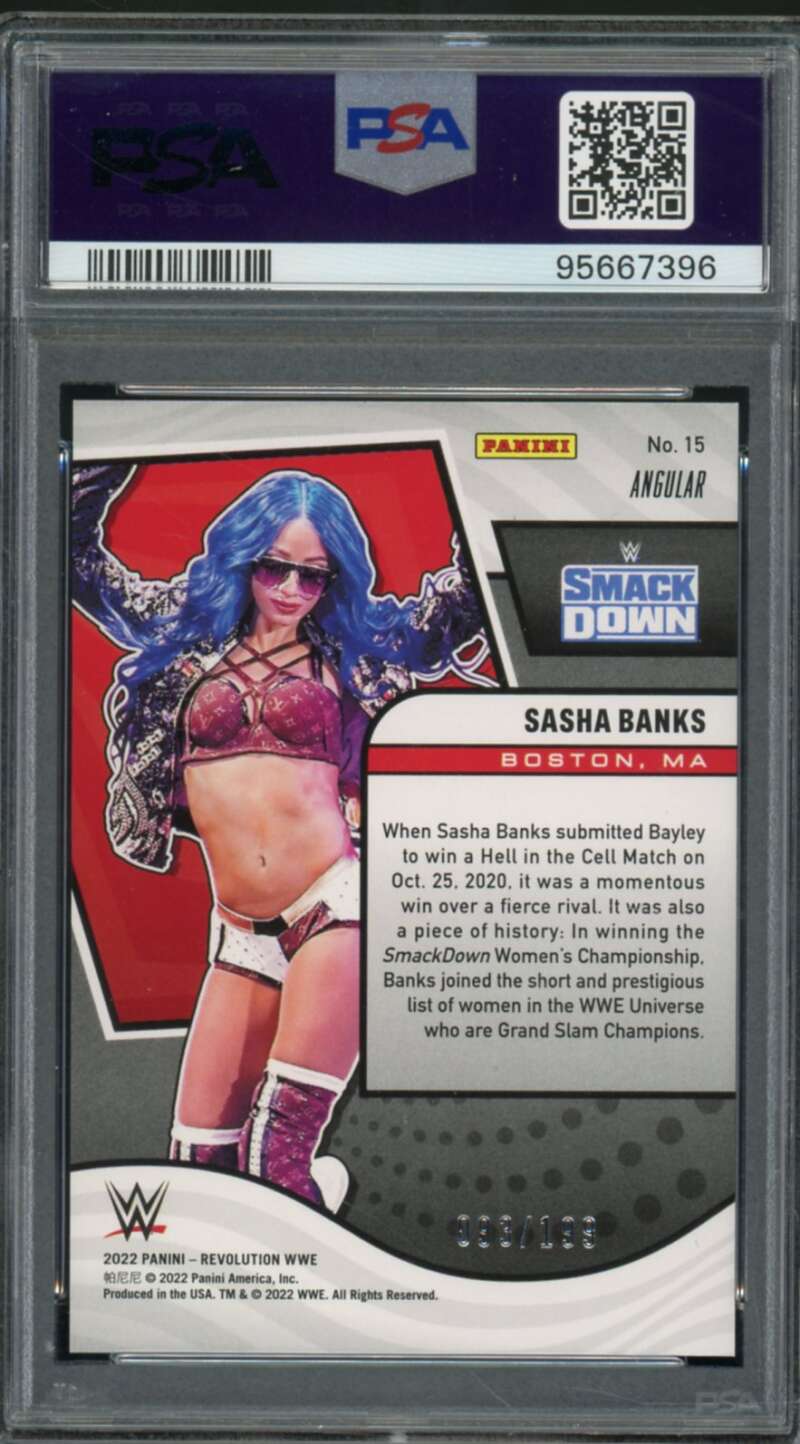 Sasha Banks Card 2022 Revolution WWE Angular (pop 2) #15 PSA 9 Image 2