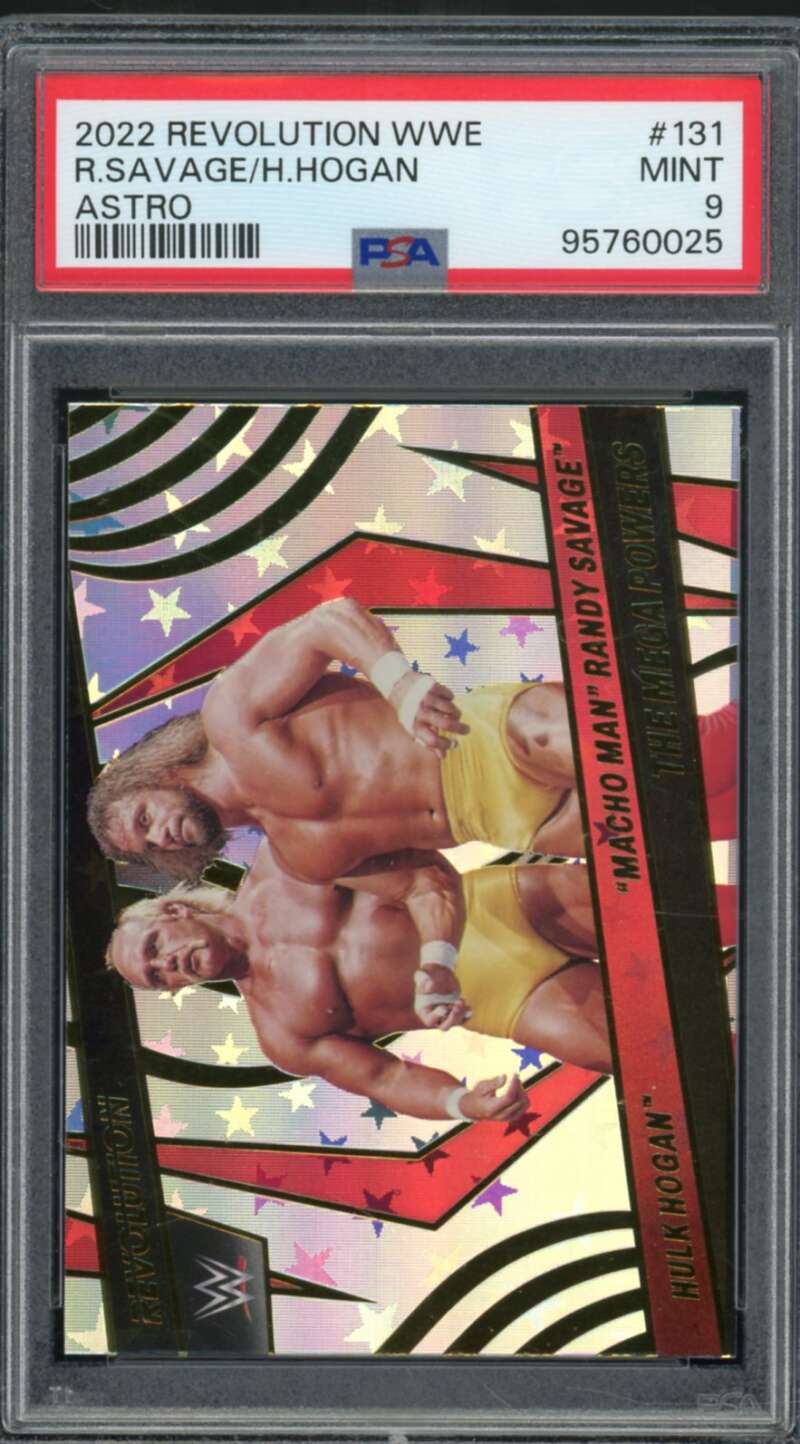 R. Savage/H. Hogan Card 2022 Revolution WWE Astro (pop 1) #131 PSA 9 Image 1