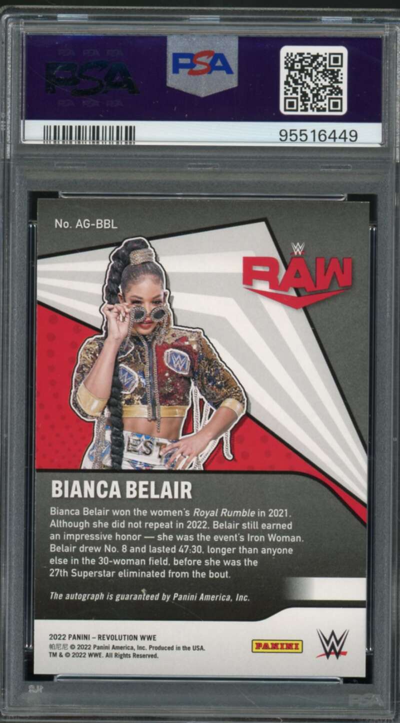 Bianca Belair Card 2022 Revolution WWE Autographs (pop 1) #AGBBL PSA 10 Image 2