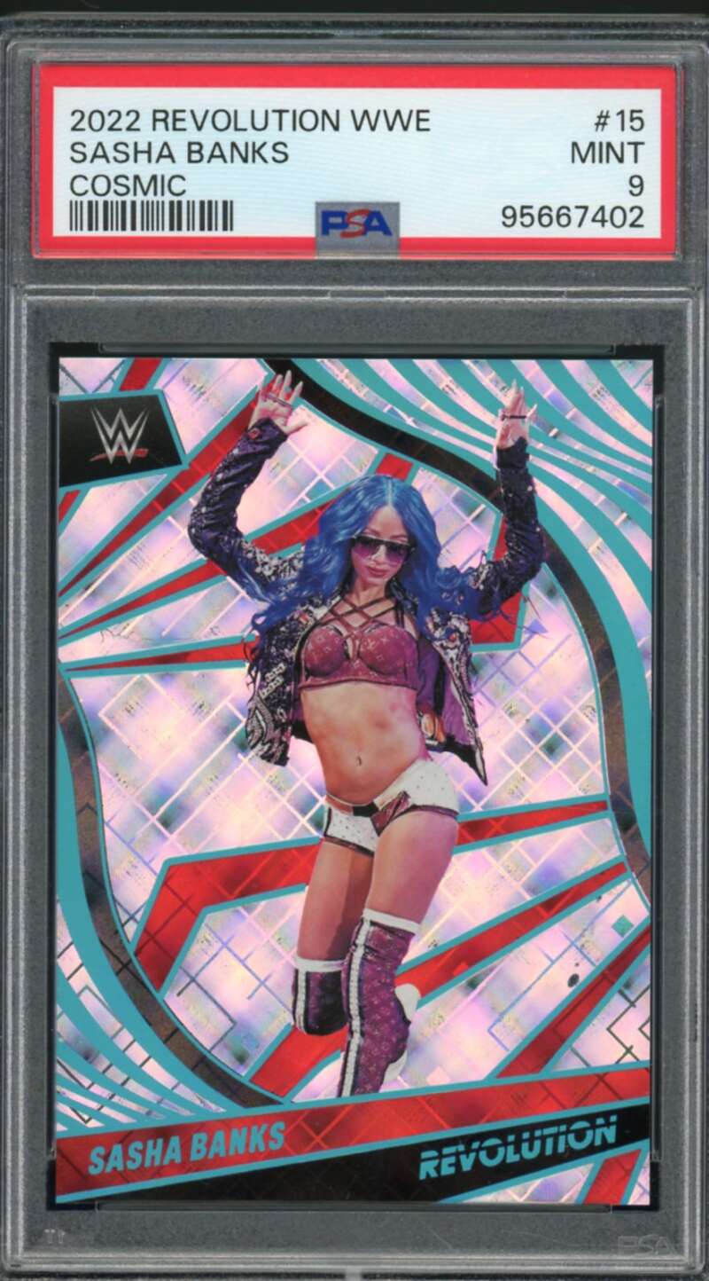 Sasha Banks Card 2022 Revolution WWE Cosmic (pop 1) #15 PSA 9 Image 1