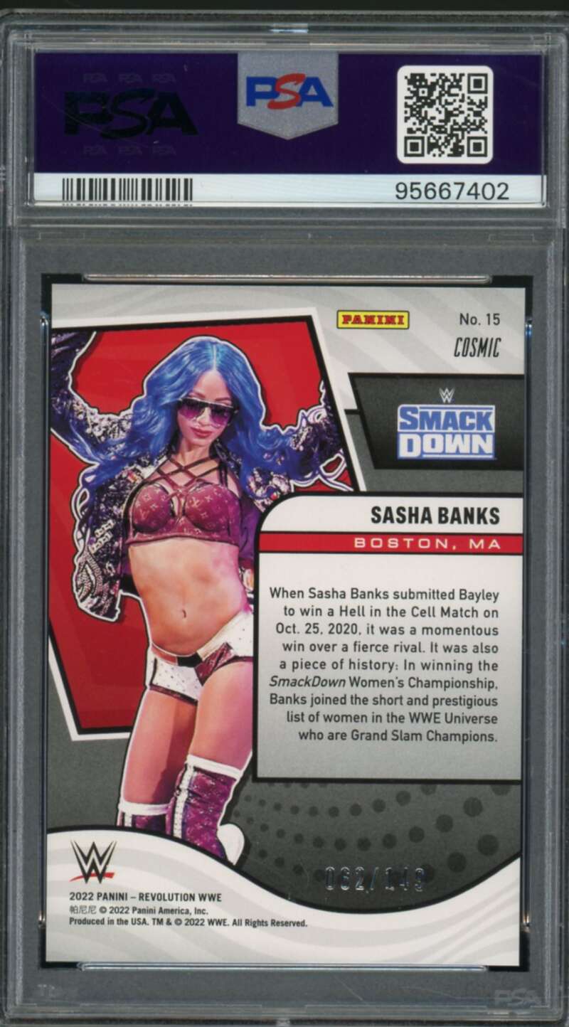 Sasha Banks Card 2022 Revolution WWE Cosmic (pop 1) #15 PSA 9 Image 2