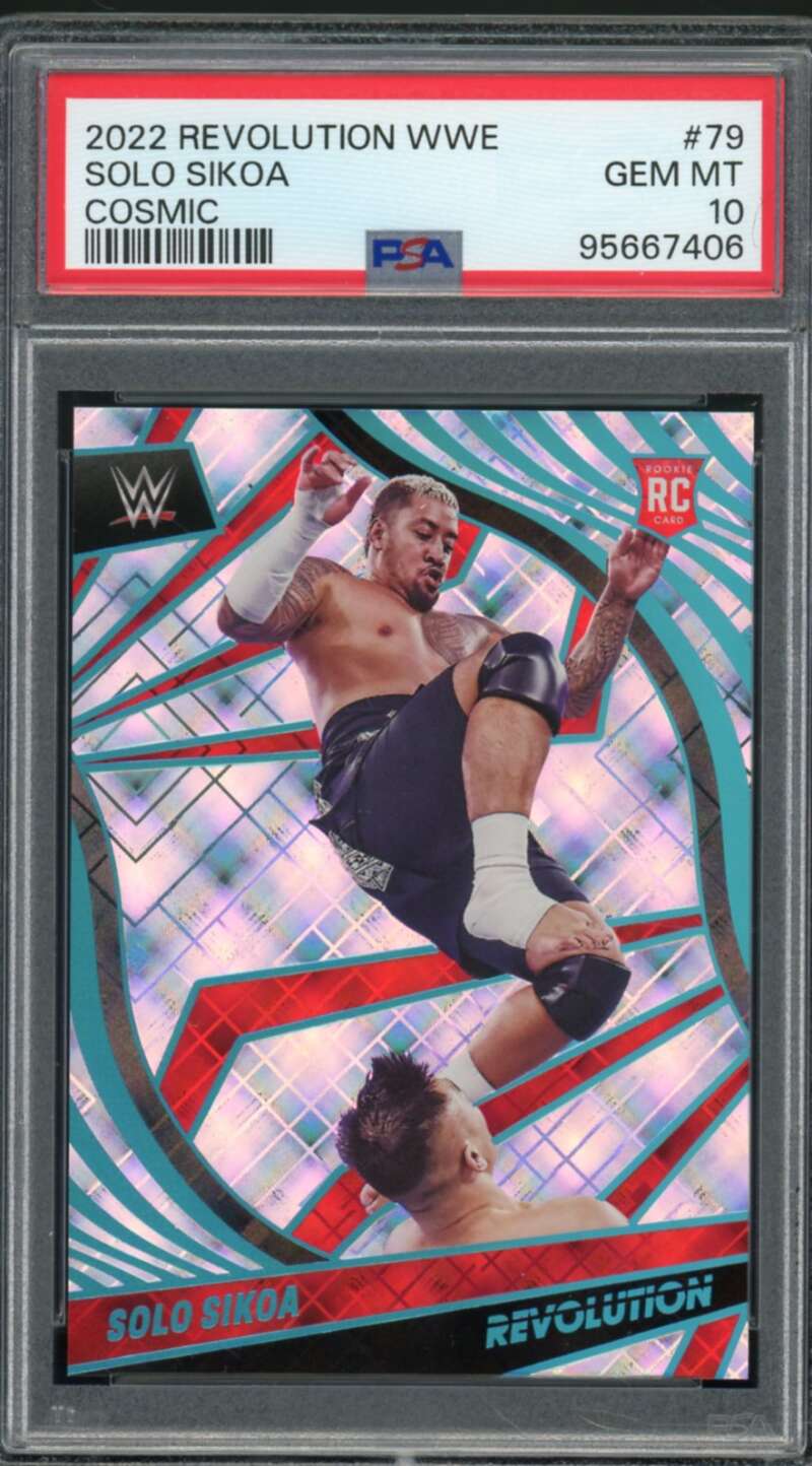 Solo Sikoa Rookie Card 2022 Revolution WWE Cosmic (pop 7) #79 PSA 10 Image 1