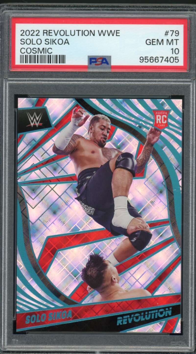 Solo Sikoa Rookie Card 2022 Revolution WWE Cosmic (pop 7) #79 PSA 10 Image 1