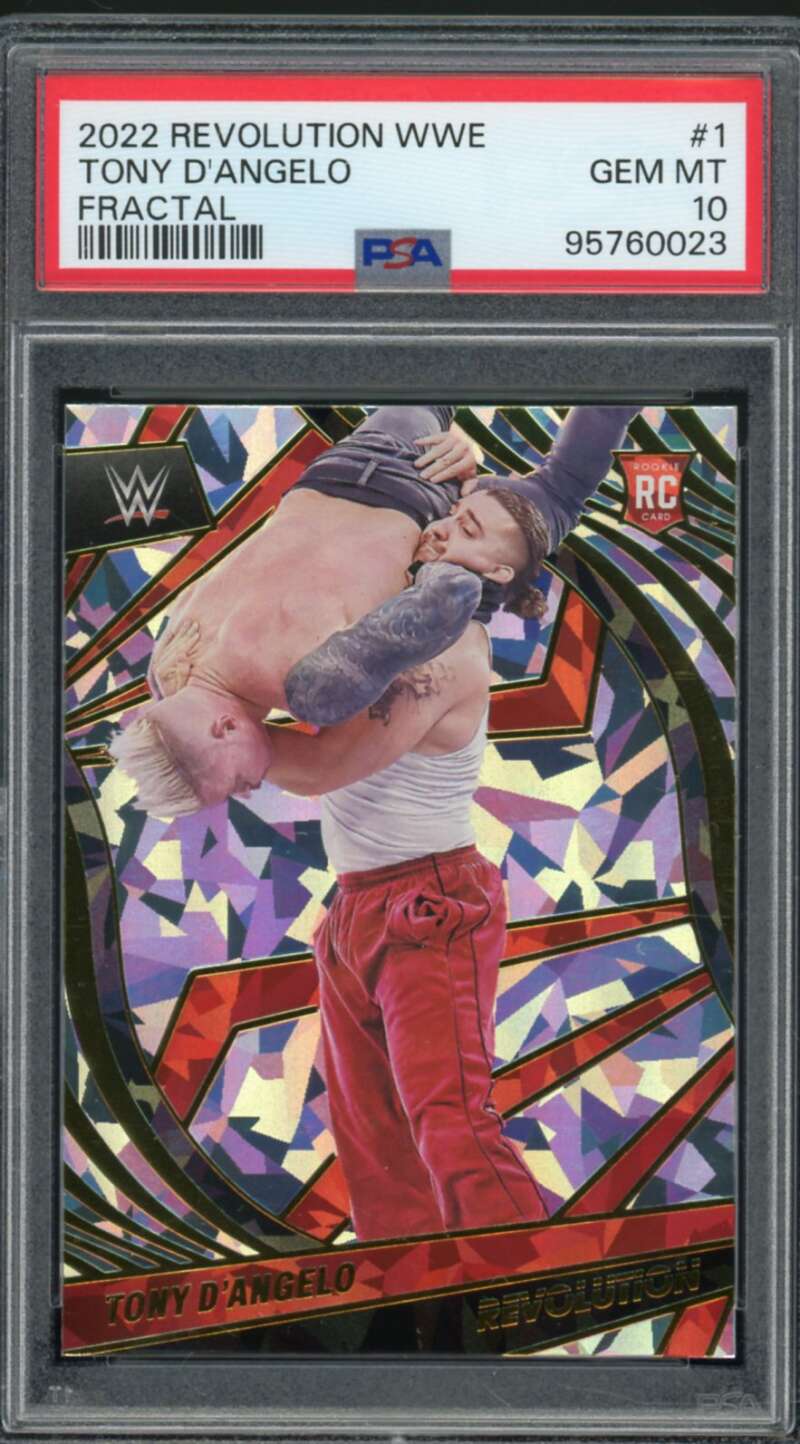 Tony D'Angelo Rookie Card 2022-23 Revolution WWE Fractial (pop 1) #1 PSA 10 Image 1