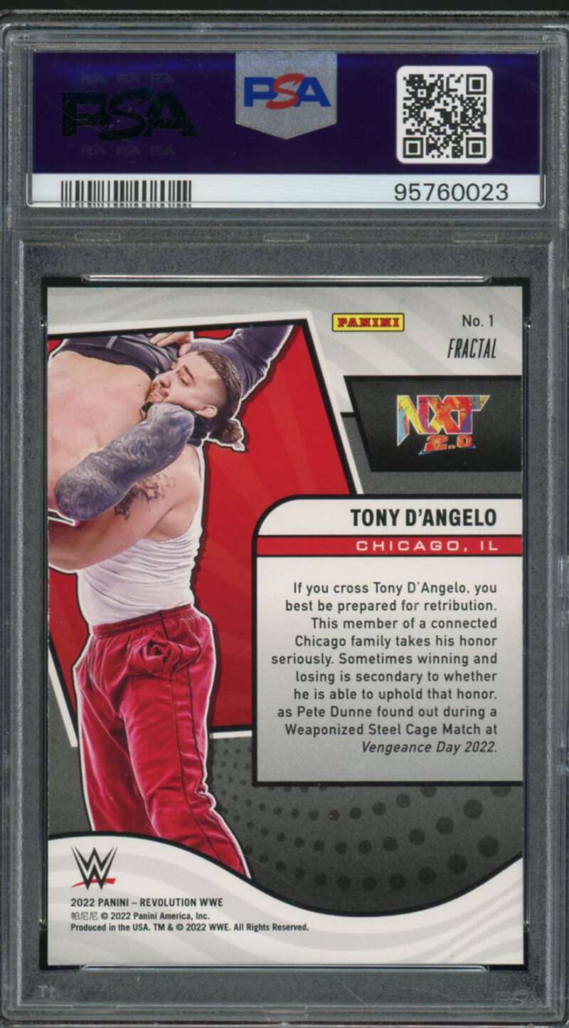 Tony D'Angelo Rookie Card 2022-23 Revolution WWE Fractial (pop 1) #1 PSA 10 Image 2