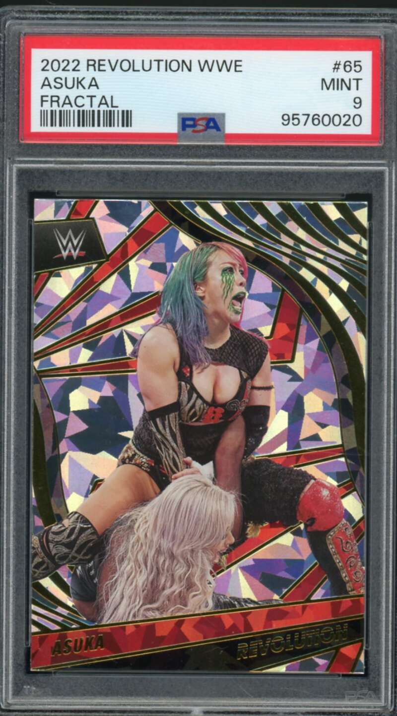 Asuka Card 2022 Panini Revolution WWE Fractial (pop 1) #65 PSA 9 Image 1