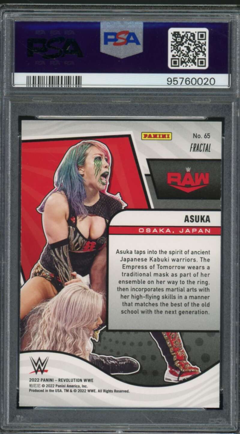 Asuka Card 2022 Panini Revolution WWE Fractial (pop 1) #65 PSA 9 Image 2