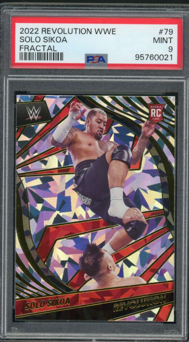 Solo Sikoa Rookie Card 2022 Revolution WWE Fractial (pop 1) #79 PSA 9 Image 1