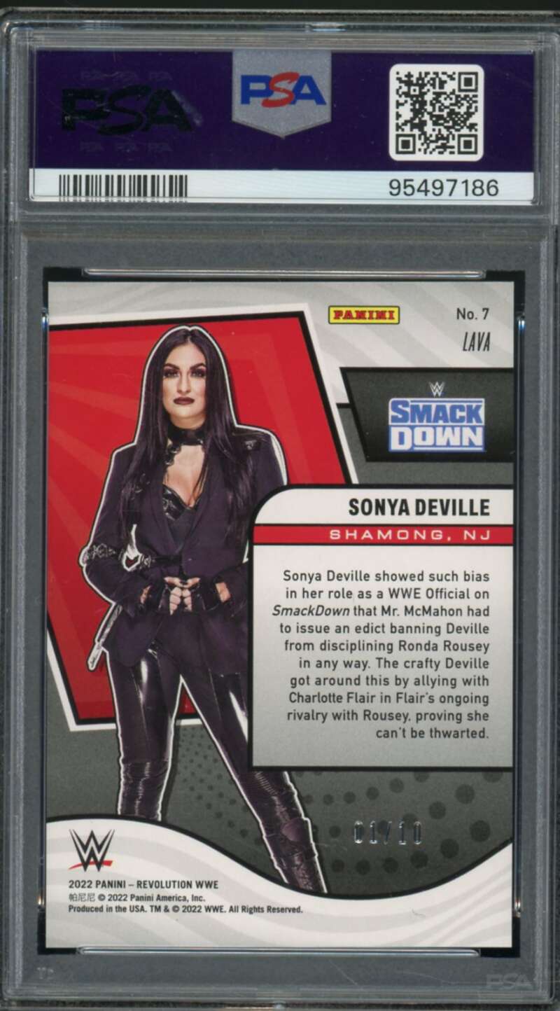 Sonya Deville Card 2022 Revolution WWE Lava (1/10) (pop 1) #7 PSA 10 Image 2