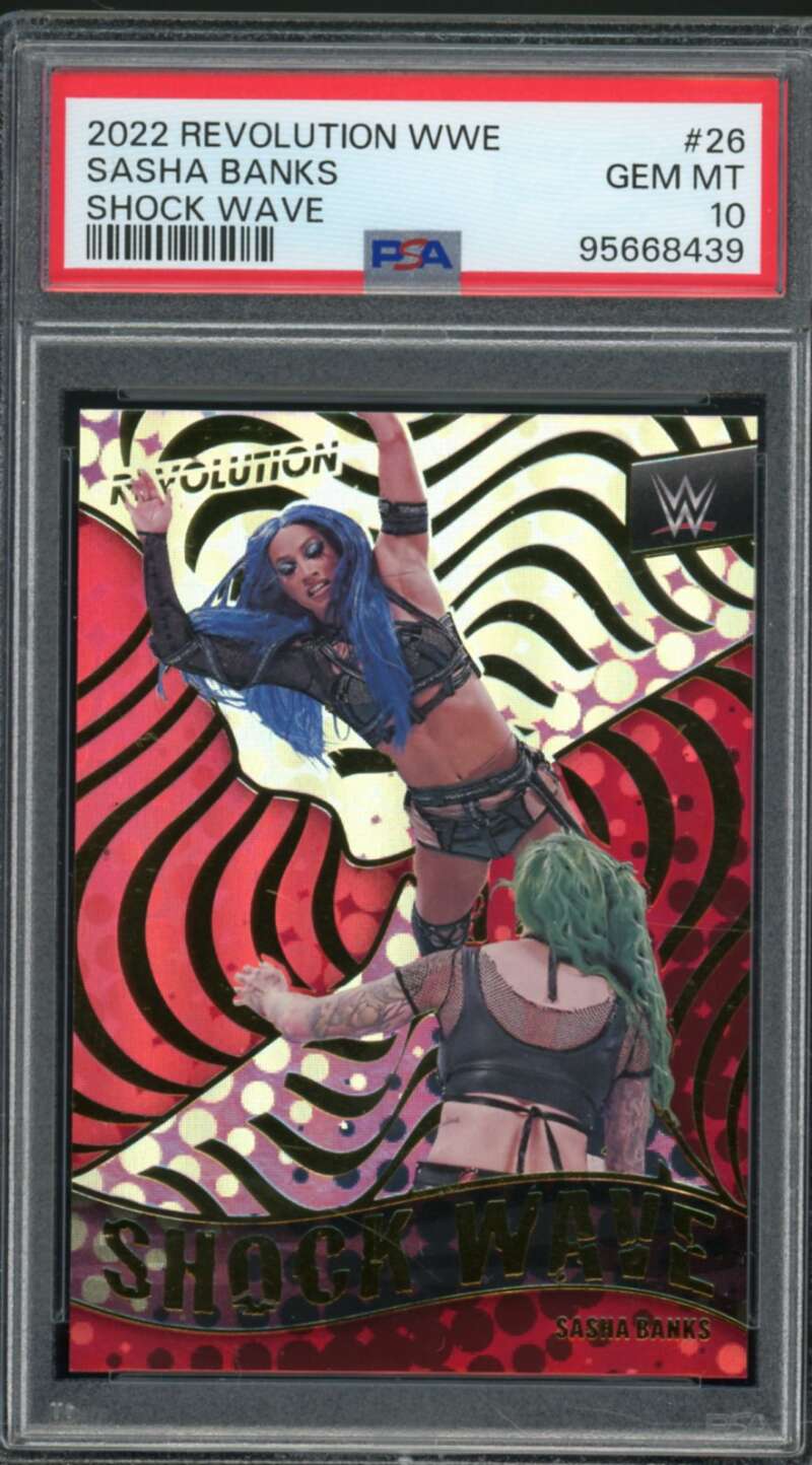 Sasha Banks Card 2022-23 Panini Revolution WWE Shock Wave (pop 1) #26 PSA 10 Image 1