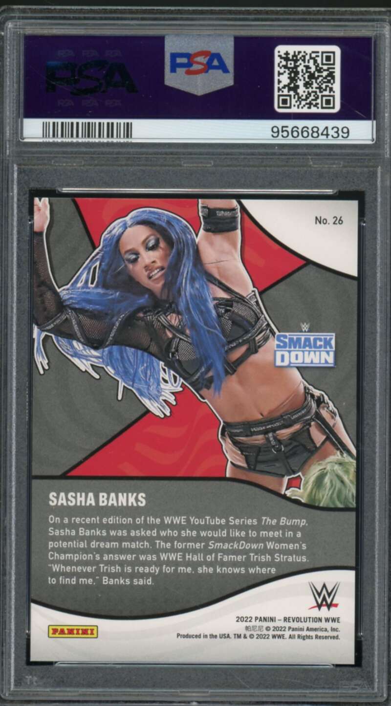 Sasha Banks Card 2022-23 Panini Revolution WWE Shock Wave (pop 1) #26 PSA 10 Image 2