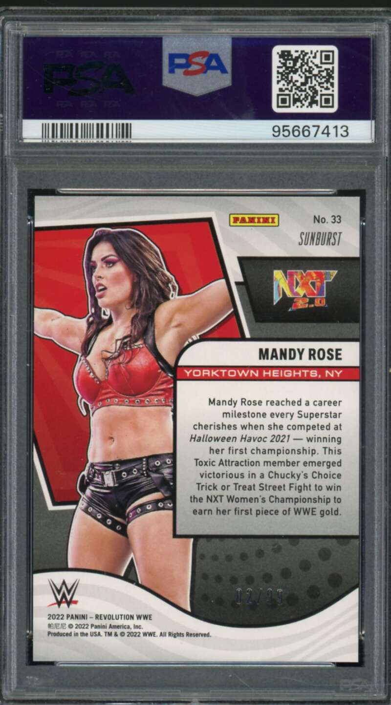 Mandy Rose Card 2022 Revolution WWE Sunburst #33 (pop 2) PSA 10 Image 2