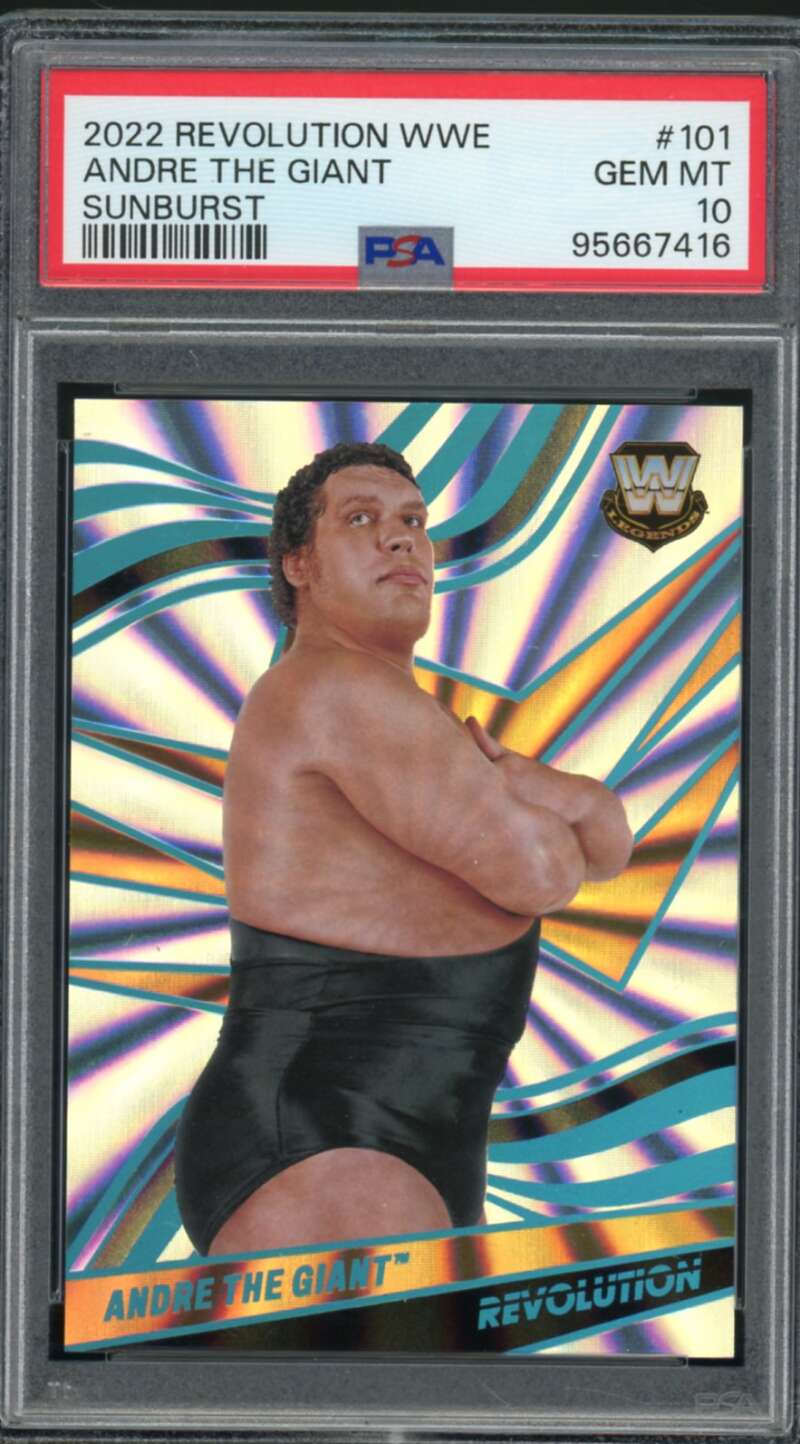 Andre The Giant Card 2022 Revolution WWE Sunburst (pop 1) #101 PSA 10 Image 1