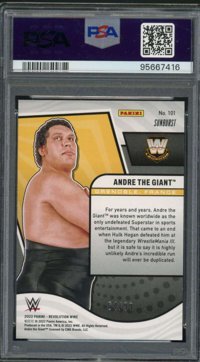 Andre The Giant Card 2022 Revolution WWE Sunburst (pop 1) #101 PSA 10 Image 2