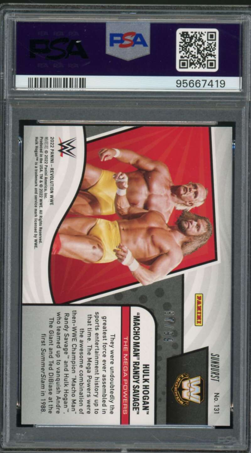 Randy Savage/Hulk Hogan Card 2022 Revolution WWE Sunburst (pop 4) #131 PSA 10 Image 2