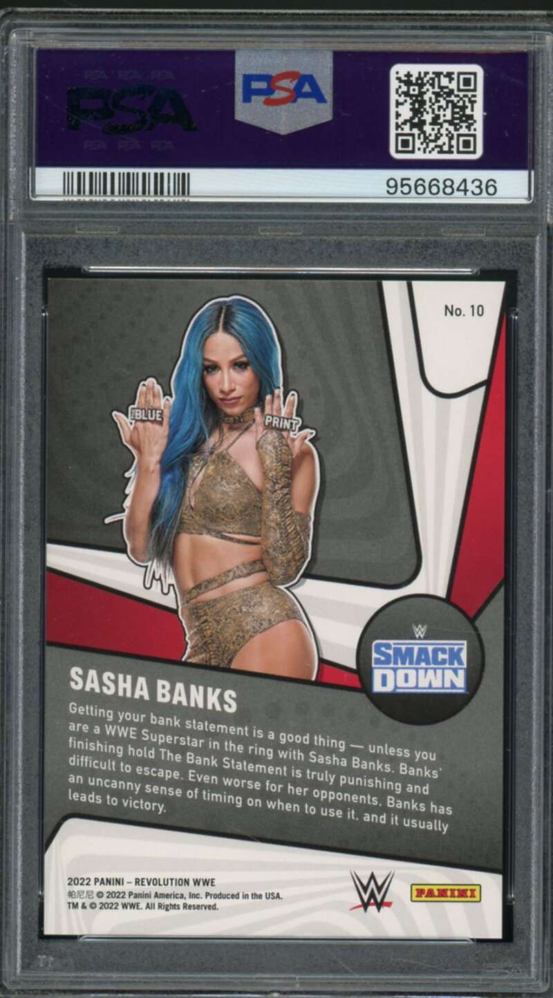 Sasha Banks Card 2022 Panini Revolution WWE Supernova (pop 1) #10 PSA 9 Image 2