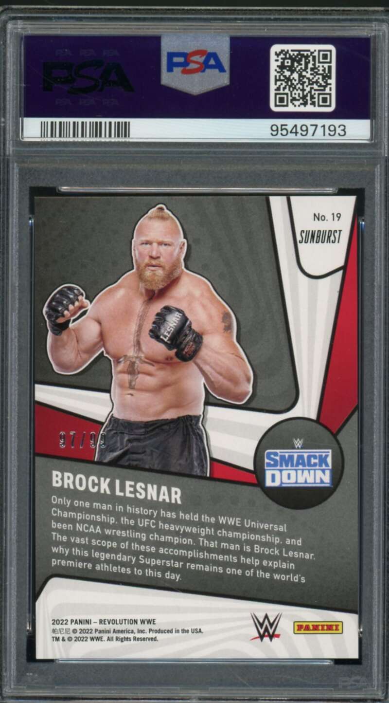 Brock Lesnar Card 2022 Revolution WWE Supernova Sunburst (pop 1) #19 PSA 10 Image 2