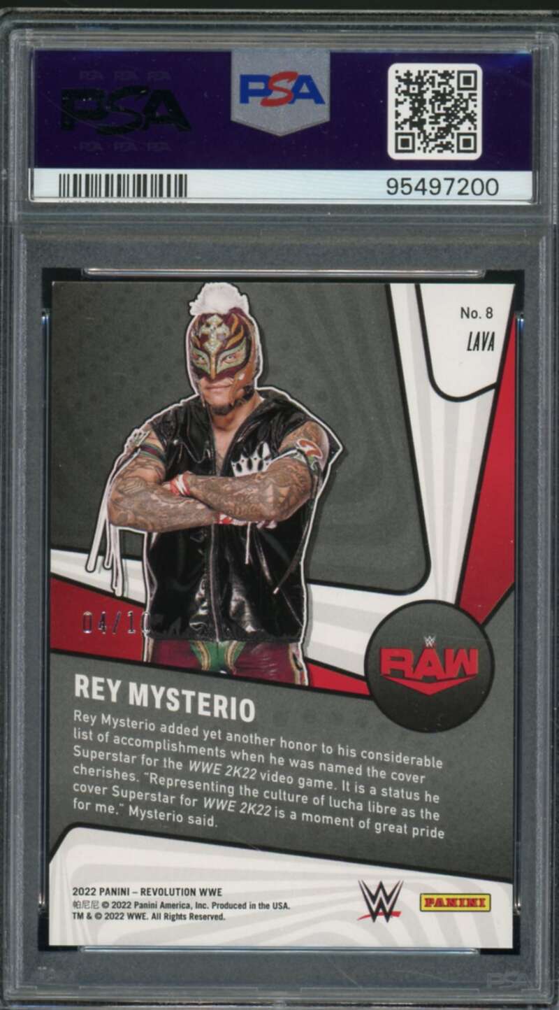 Rey Mysterio Card 2022-23 Revolution WWE Supernova Lava (4/10) (pop 2) #8 PSA 9 Image 2