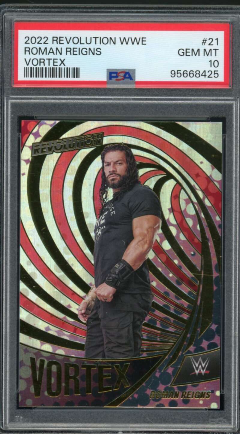 Roman Reigns Card 2022 Revolution WWE Vortex (pop 2) #21 PSA 10 Image 1