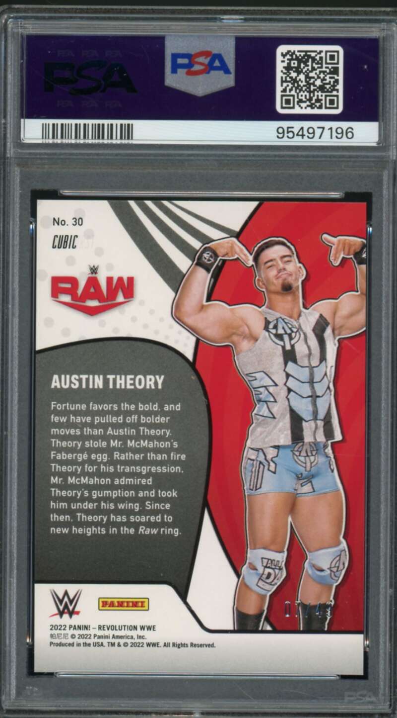 Austin Theory Card 2022 Revolution WWE Vortex Cubic (pop 1) #30 PSA 9 Image 2