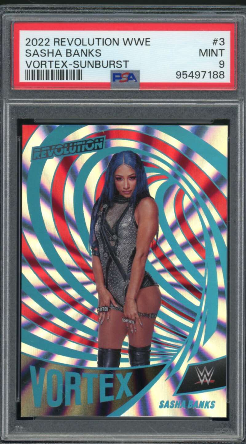 Sasha Banks Card 2022 Revolution WWE Vortex Sunburst (pop 2) #3 PSA 9 Image 1