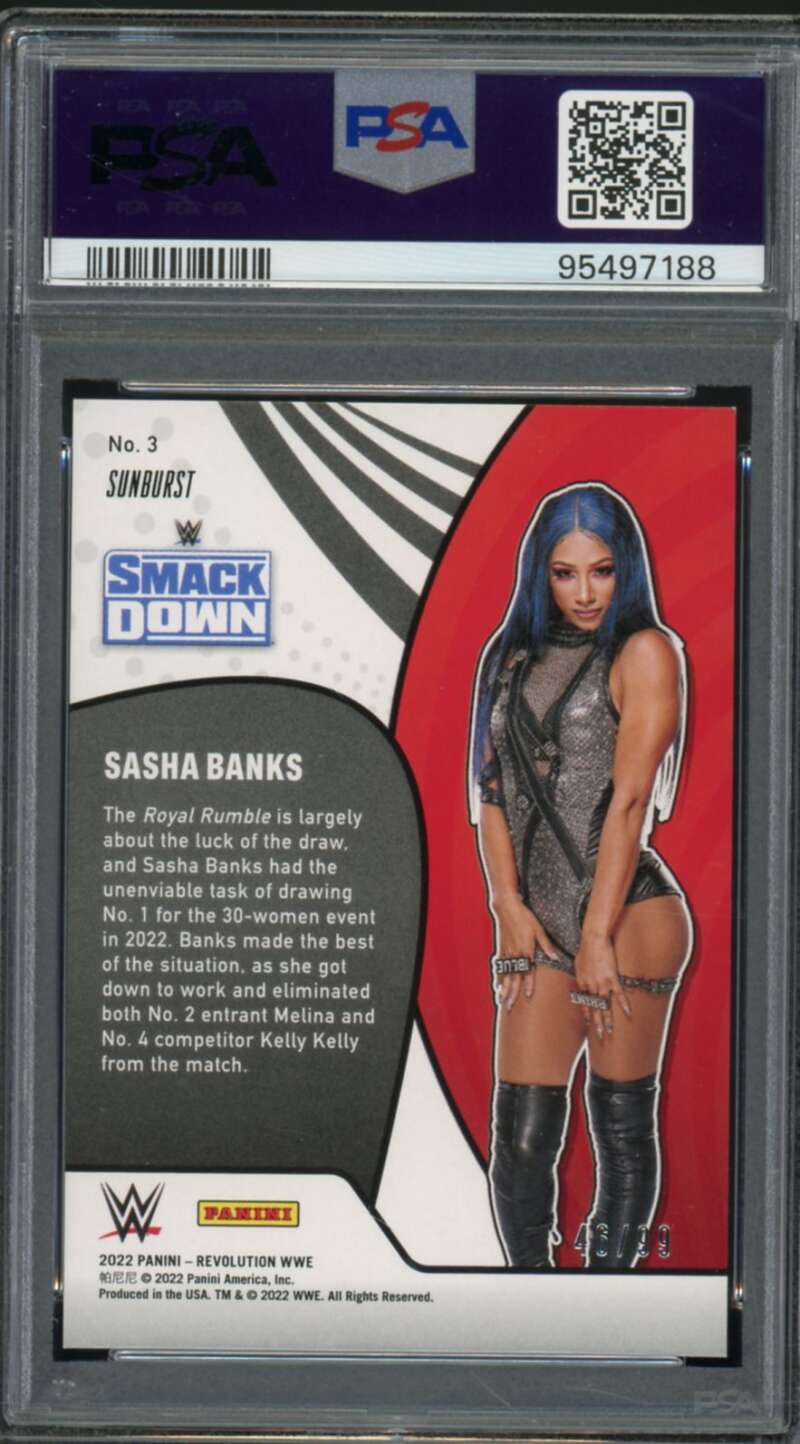 Sasha Banks Card 2022 Revolution WWE Vortex Sunburst (pop 2) #3 PSA 9 Image 2