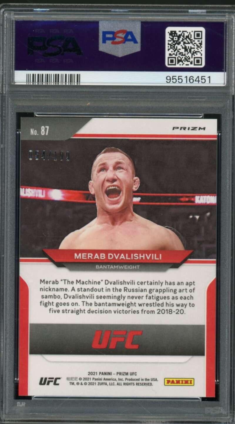 Merab Dvalishvili Card 2021 Panini Prizm UFC Blue Prizm (pop 9) #87 PSA 10 Image 2