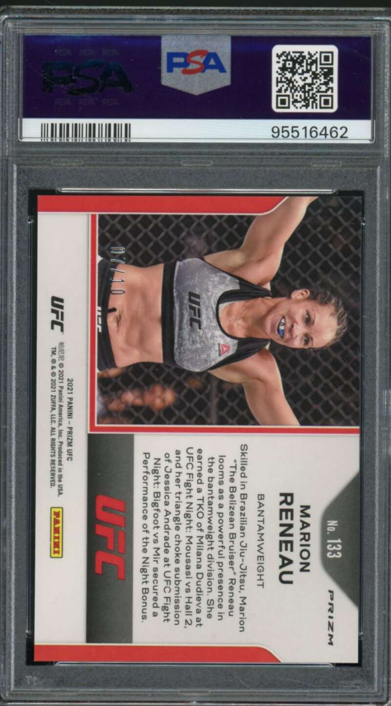 Marion Reneau Card 2021 Panini Prizm UFC Gold Prizm (7/10) (pop 2) #133 PSA 9 Image 2