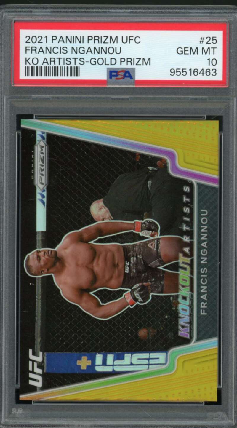 Francis Ngannou Card 2021 Panini Prizm UFC Gold Prizm (1/10) (pop 2) #25 PSA 10 Image 1