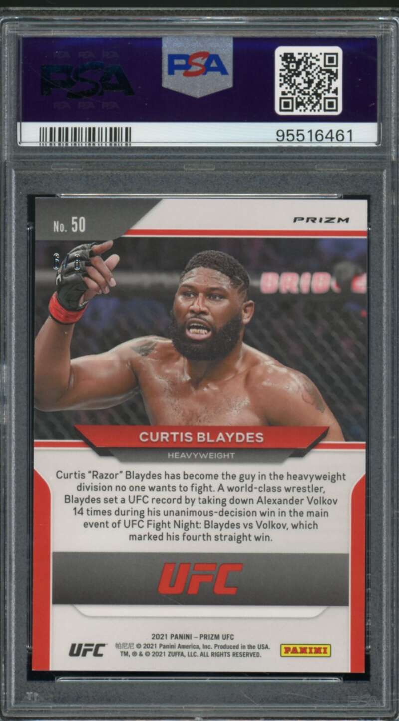 Curtis Blaydes Card 2021 Panini Prizm UFC Octagon (6/8) (pop 1) #50 PSA 9 Image 2