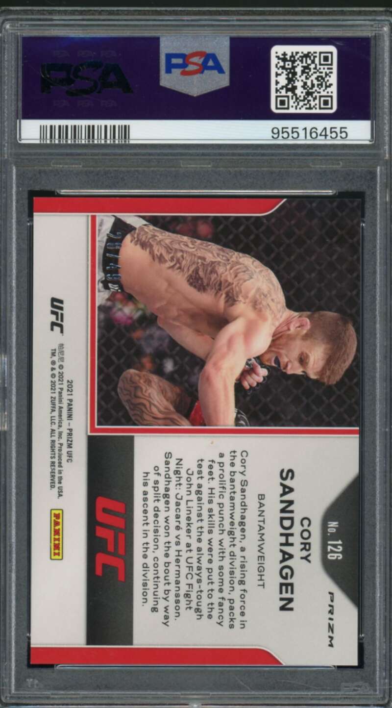 Cory Sandhagen Rookie Card 2021 Panini Prizm UFC Teal Prizm (pop 1) #126 PSA 10 Image 2