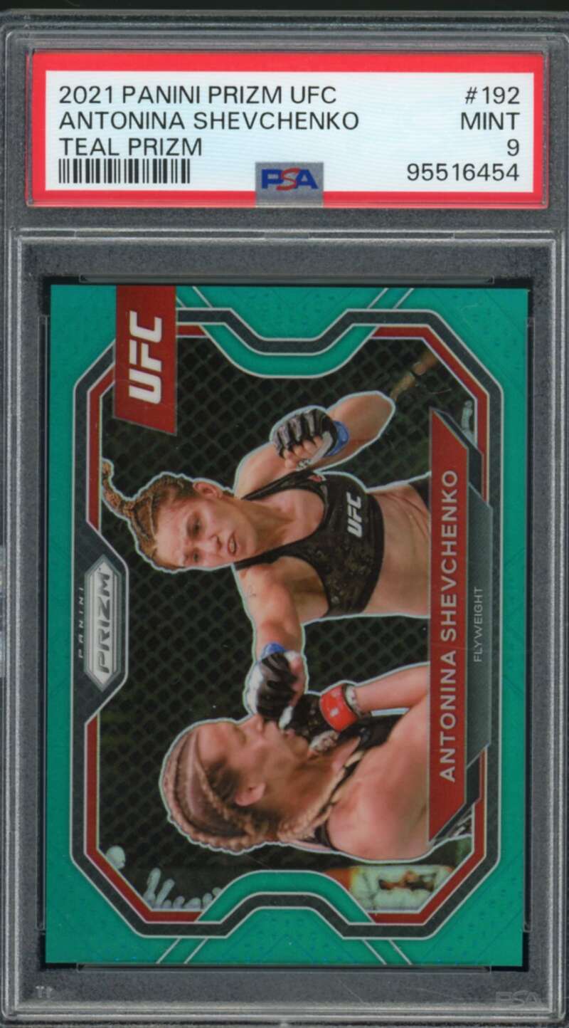 Antonina Shevchenko Card 2021 Panini Prizm UFC Teal Prizm (pop 1) #192 PSA 9 Image 1