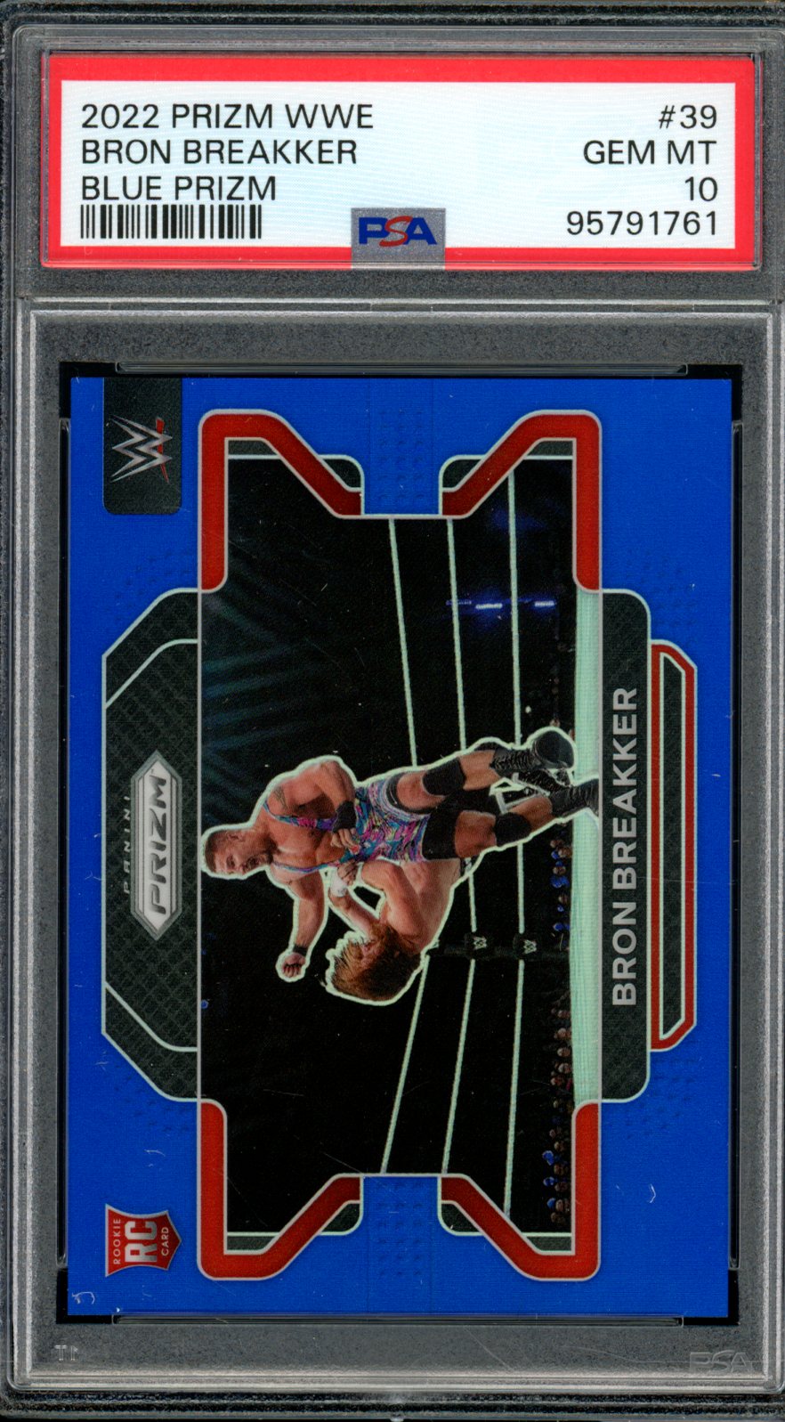 Bron Breakker Rookie Card 2022 Prizm WWE Blue Prizm (pop 11) #39 PSA 10 Image 1