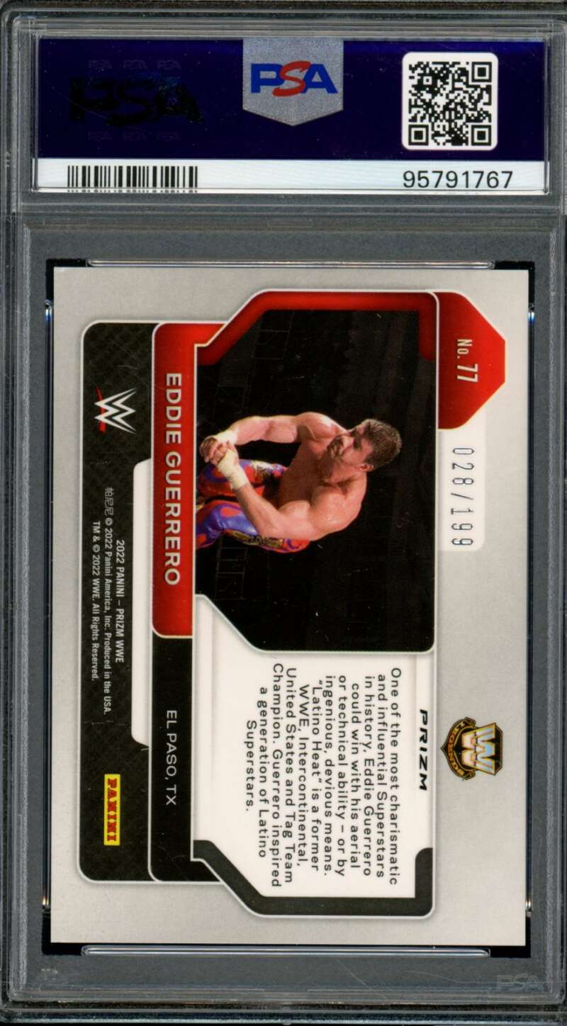 Eddie Guerrero Card 2022 Prizm WWE Blue Prizm #77 PSA 6 Image 2