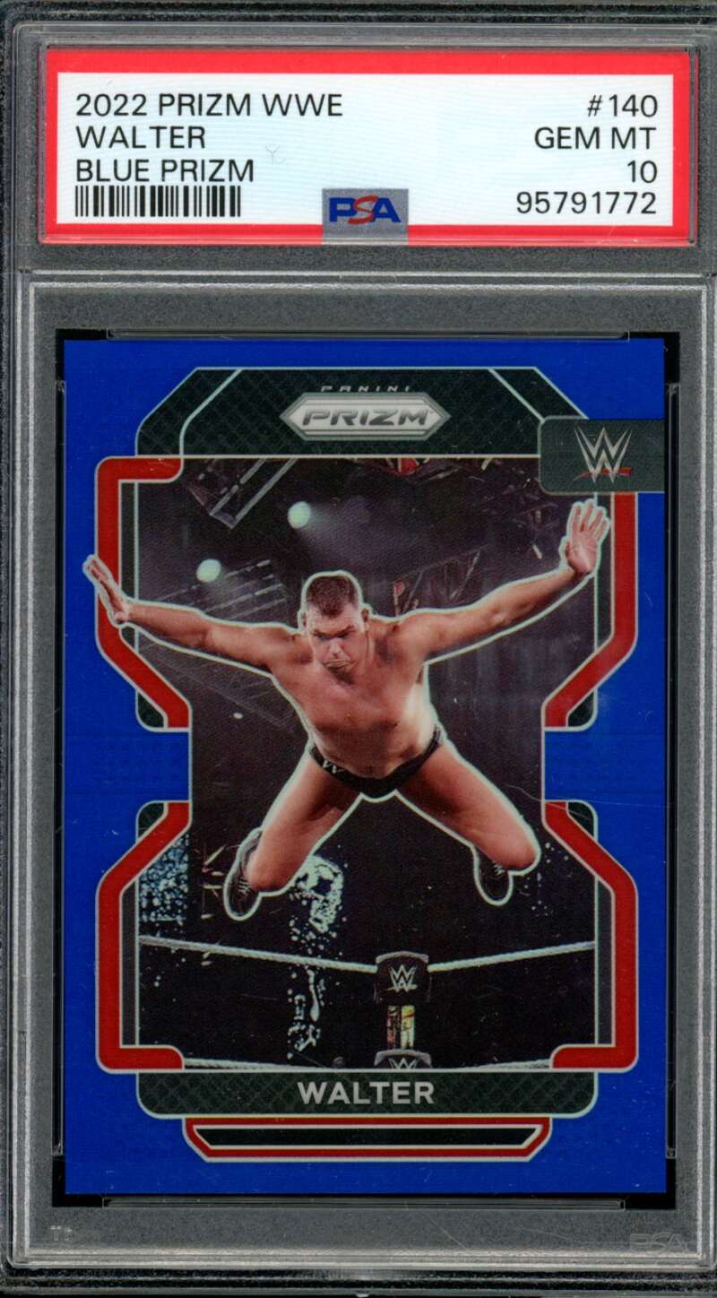 Walter Card 2022 Prizm WWE Blue Prizm (pop 3) #140 PSA 10 Image 1