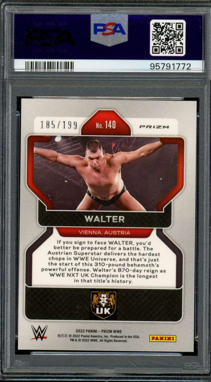 Walter Card 2022 Prizm WWE Blue Prizm (pop 3) #140 PSA 10 Image 2