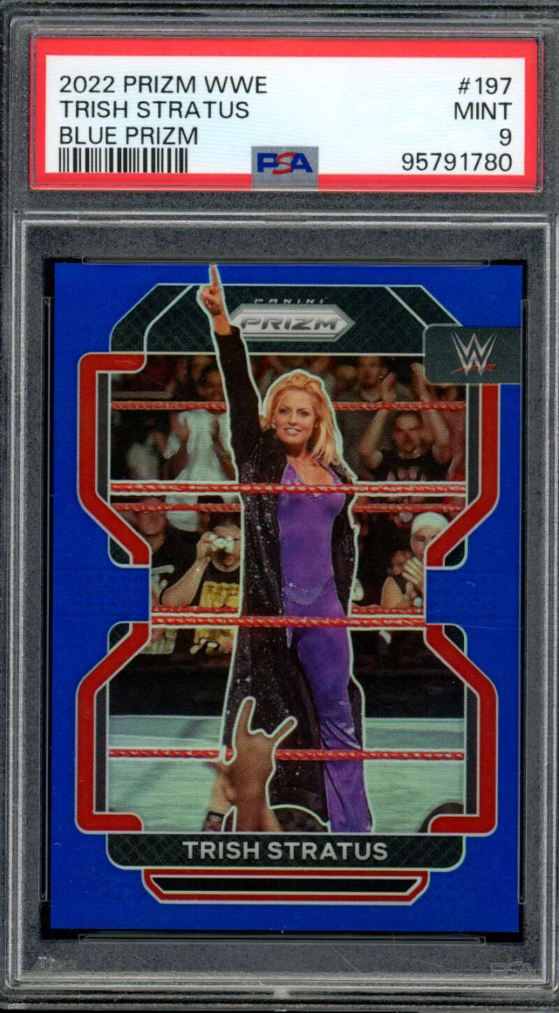 Trish Stratus Card 2022 Prizm WWE Blue Prizm (pop 3) #197 PSA 9 Image 1