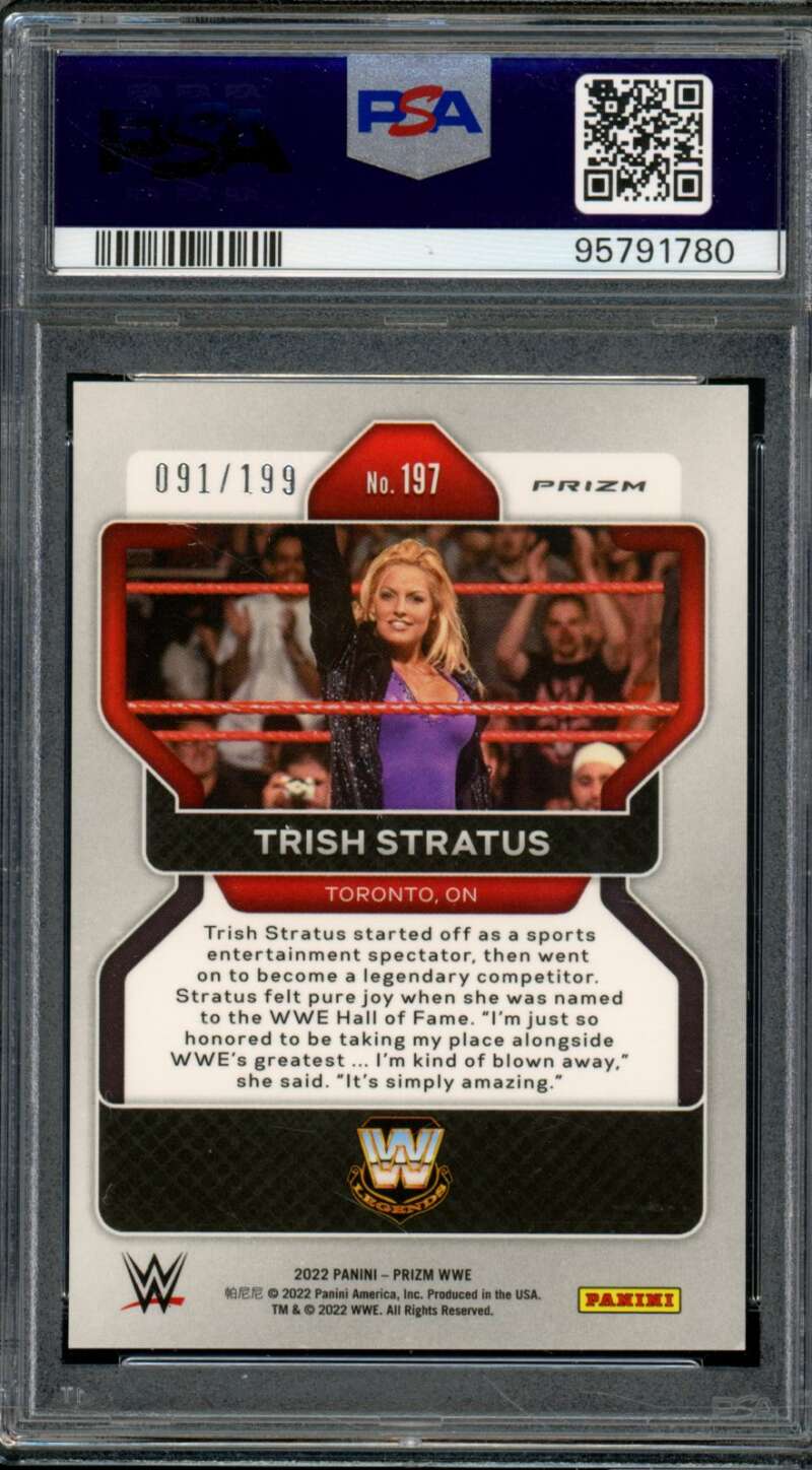 Trish Stratus Card 2022 Prizm WWE Blue Prizm (pop 3) #197 PSA 9 Image 2