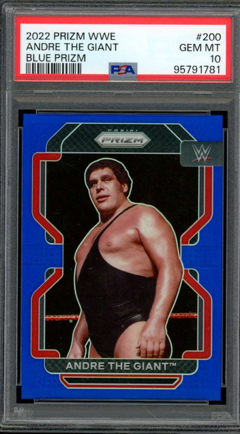 Andre The Giant Card 2022 Prizm WWE Blue Prizm (pop 4) #200 PSA 10 Image 1