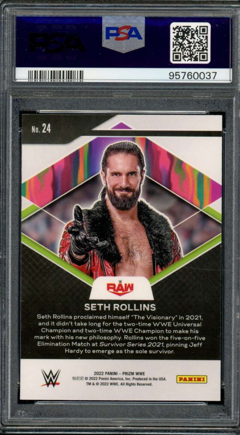 Seth Rollins Card 2022 Prizm WWE Fearless (pop 3) #24 PSA 10 Image 2